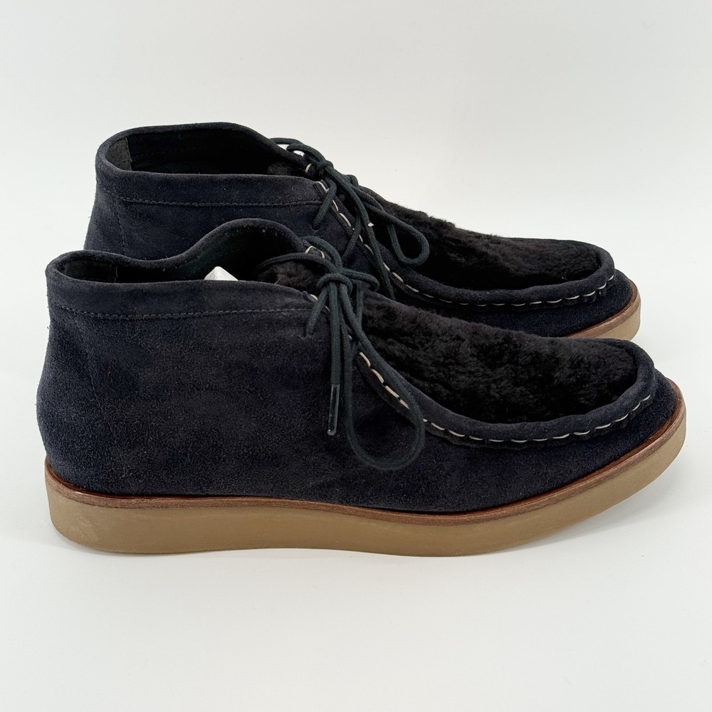 The Great. The Trooper Shoe Suede Shearling Chukka Women's Size 10 Midnight Blue - Picture 9 of 15